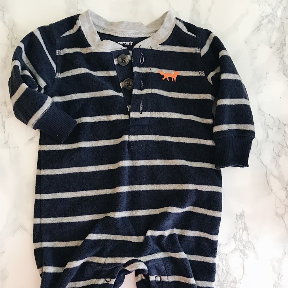 Fox Striped Carter’s Flannel Winter Romper